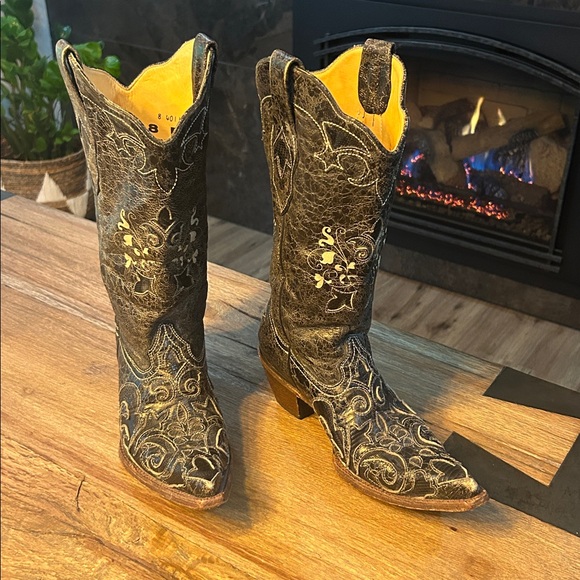 Corral Boots Black vintage lizard overlay - Picture 2 of 14